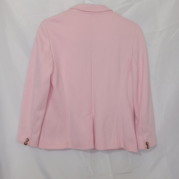 Talbots Petite Aberdeen Pique Knit Pink Lined 2-Button Blazer Size 10P - Picture 7 of 14